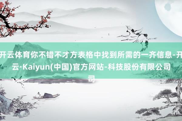 开云体育你不错不才方表格中找到所需的一齐信息-开云·Kaiyun(中国)官方网站-科技股份有限公司