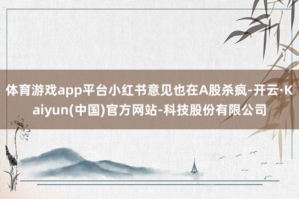 体育游戏app平台小红书意见也在A股杀疯-开云·Kaiyun(中国)官方网站-科技股份有限公司