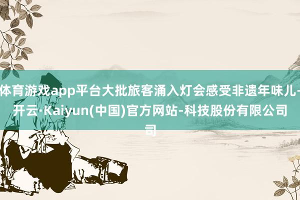 体育游戏app平台大批旅客涌入灯会感受非遗年味儿-开云·Kaiyun(中国)官方网站-科技股份有限公司