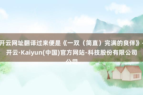 开云网址翻译过来便是《一双（简直）完满的良伴》-开云·Kaiyun(中国)官方网站-科技股份有限公司