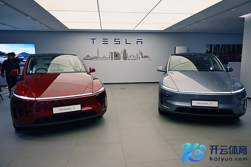 印度新德里，特斯拉公司新店展示Model Y电动汽车。图源：视觉中国