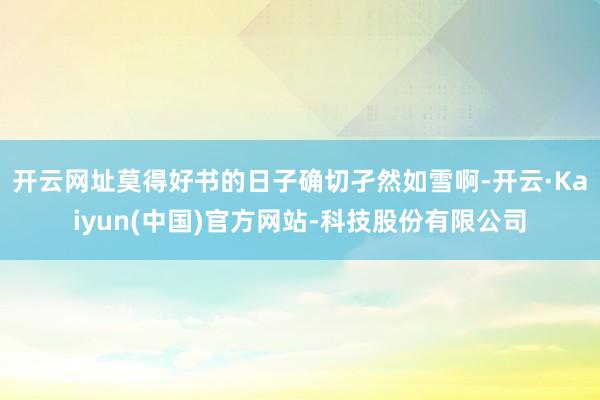 开云网址莫得好书的日子确切孑然如雪啊-开云·Kaiyun(中国)官方网站-科技股份有限公司