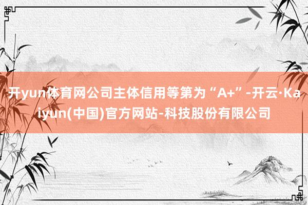 开yun体育网公司主体信用等第为“A+”-开云·Kaiyun(中国)官方网站-科技股份有限公司