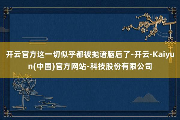 开云官方这一切似乎都被抛诸脑后了-开云·Kaiyun(中国)官方网站-科技股份有限公司